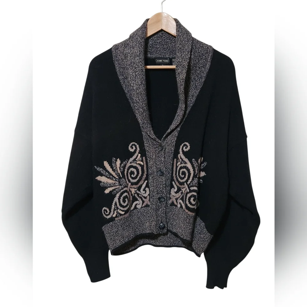 Vintage Jeanne Pierre Lambswool Angora Cropped Cardigan Large